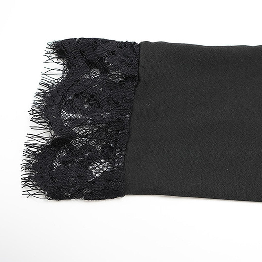 Long Sleeve Bodycon Mini Dress with Lace Trim Detail