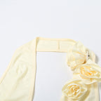 Cutout Monokini Swimsuit with Pearl Beading and Tie Details