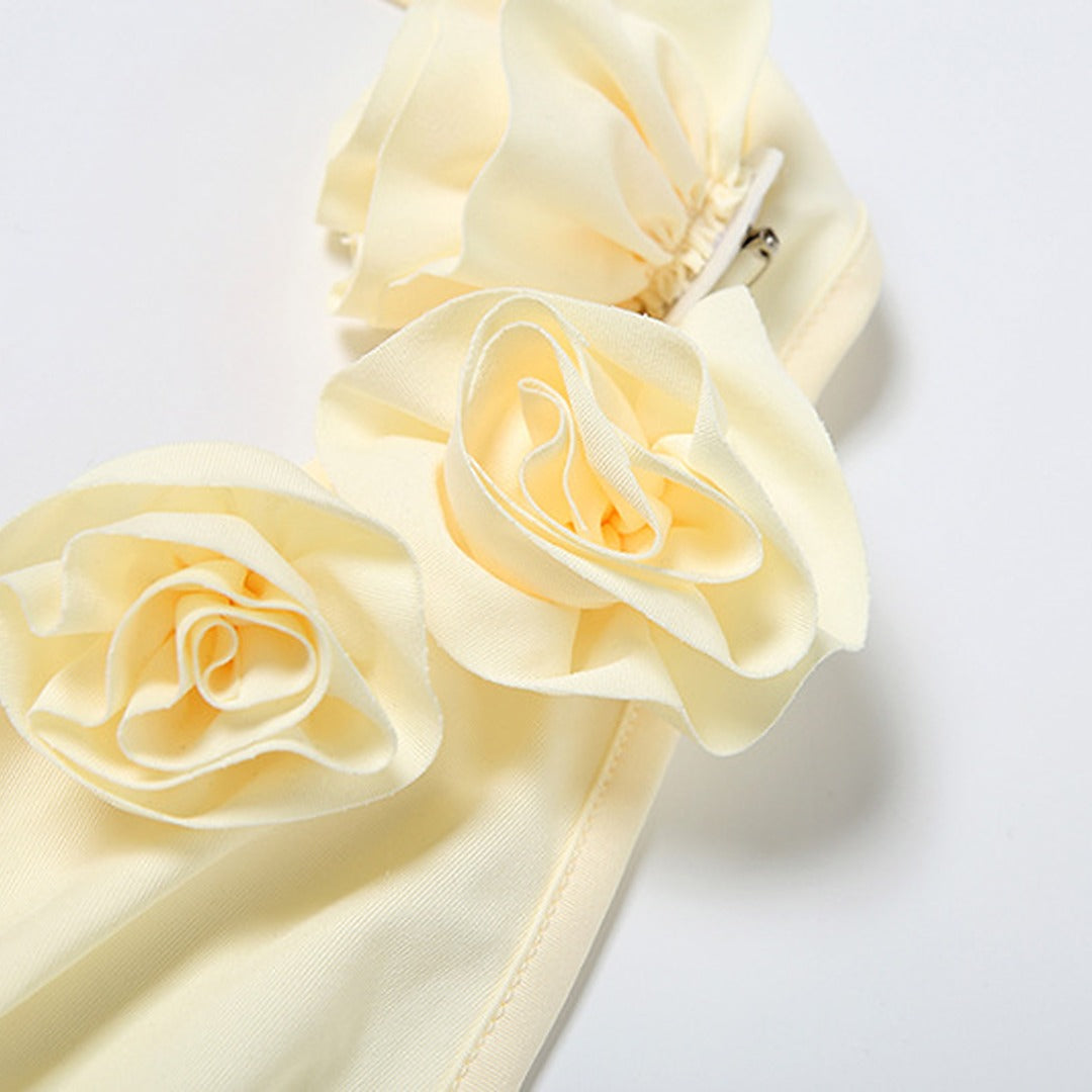 Cutout Monokini Swimsuit with Pearl Beading and Tie Details