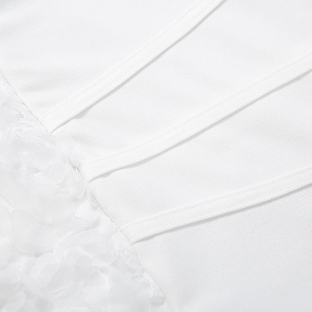 Off-Shoulder Corset Mini Dress with Textured Floral Detail