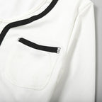 White Crop Jacket and Shorts Two-Piece Set with Black Trim