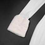 One Shoulder Maxi Dress with Faux Fur Trim and Side Slit