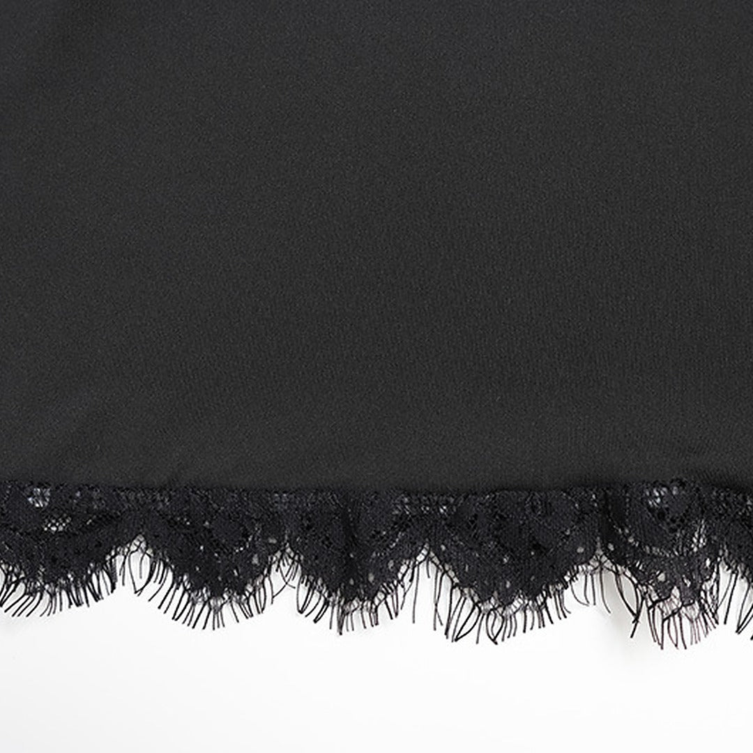 Long Sleeve Bodycon Mini Dress with Lace Trim Detail