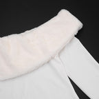 One Shoulder Maxi Dress with Faux Fur Trim and Side Slit