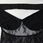 Off-Shoulder Lace Bodycon Maxi Dress with Sheer Panel