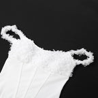 Off-Shoulder Corset Mini Dress with Textured Floral Detail