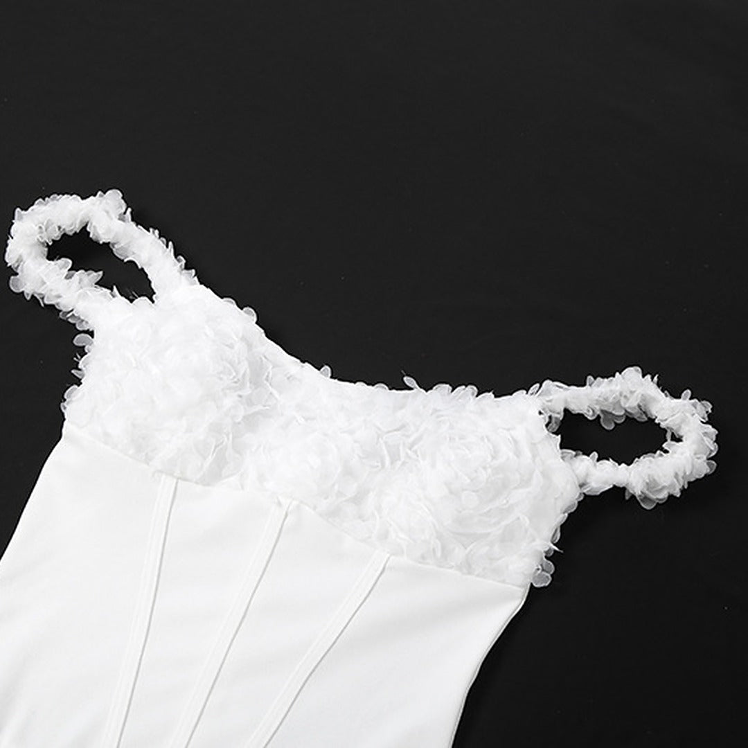 Off-Shoulder Corset Mini Dress with Textured Floral Detail