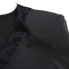 Long Sleeve Bodycon Mini Dress with Lace Trim Detail