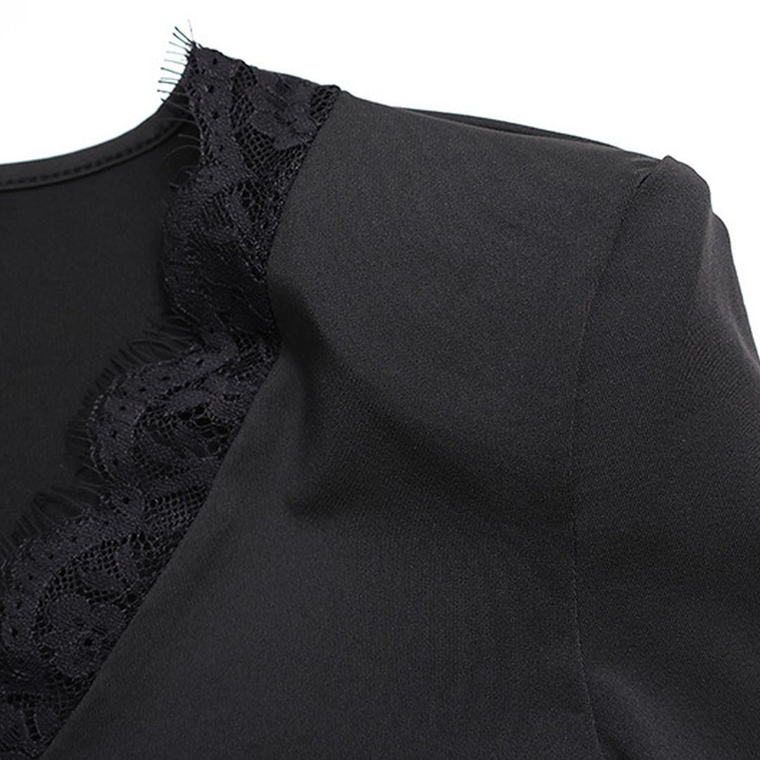 Long Sleeve Bodycon Mini Dress with Lace Trim Detail