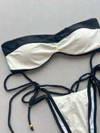 Color Block Twist Bandeau Bikini Set