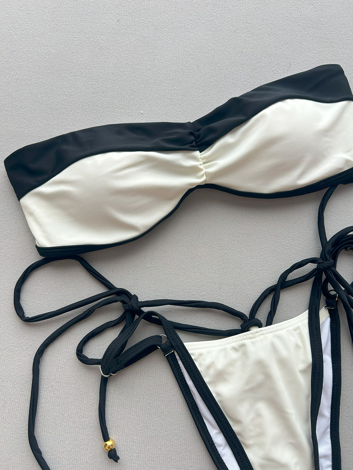 Color Block Twist Bandeau Bikini Set