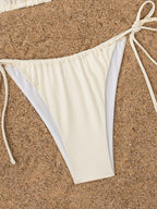 Cream Palm Tree Beaded Bikini Set