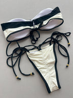 Color Block Twist Bandeau Bikini Set