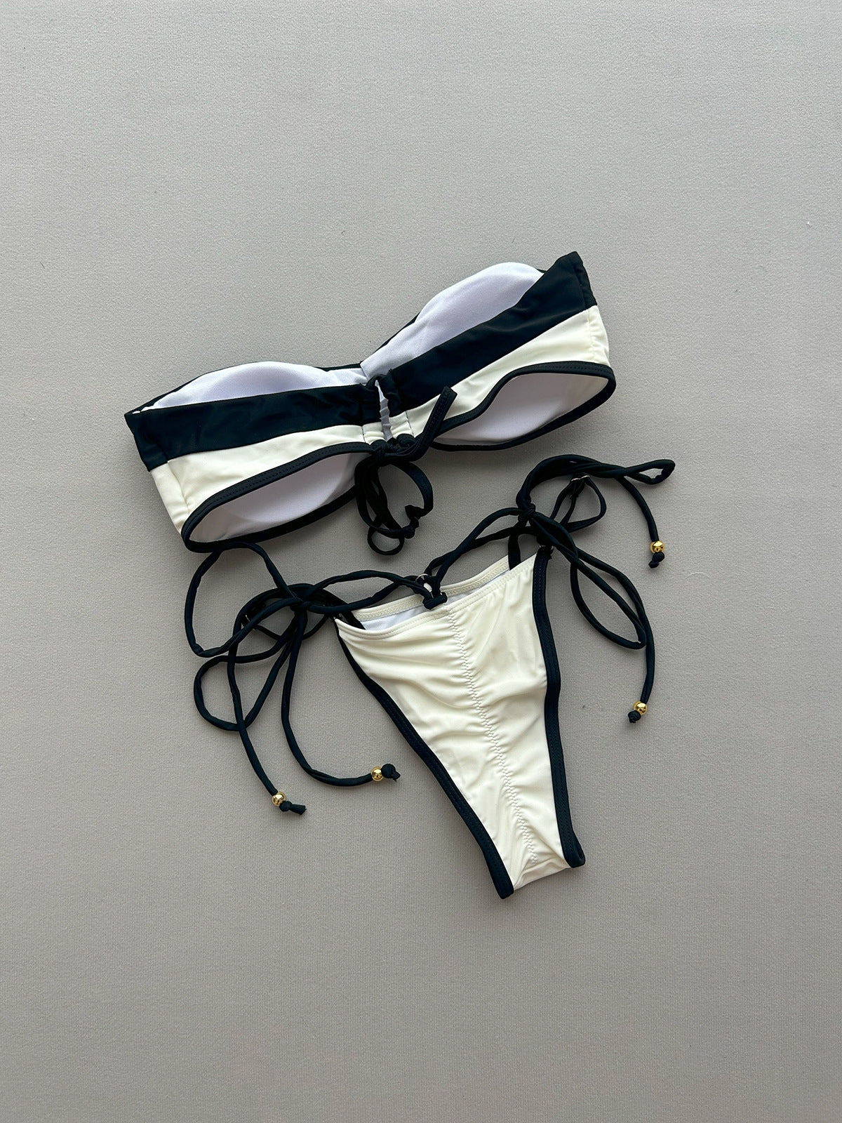 Color Block Twist Bandeau Bikini Set