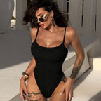 Black Shimmer One Piece Swimsuit