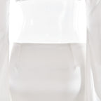 White Satin Crop Top and Maxi Skirt Set