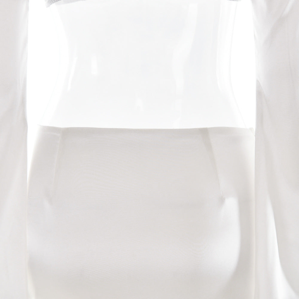 White Satin Crop Top and Maxi Skirt Set