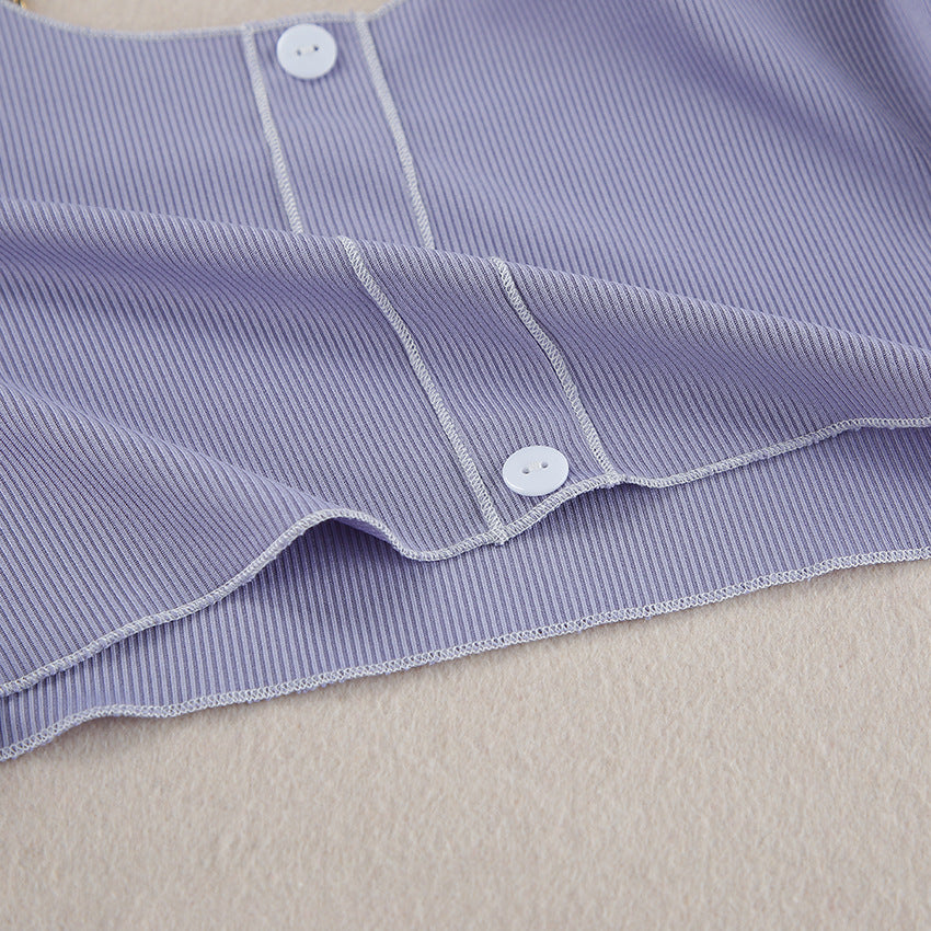 Ribbed Knit Lounge Set - Crop Tank and Pants