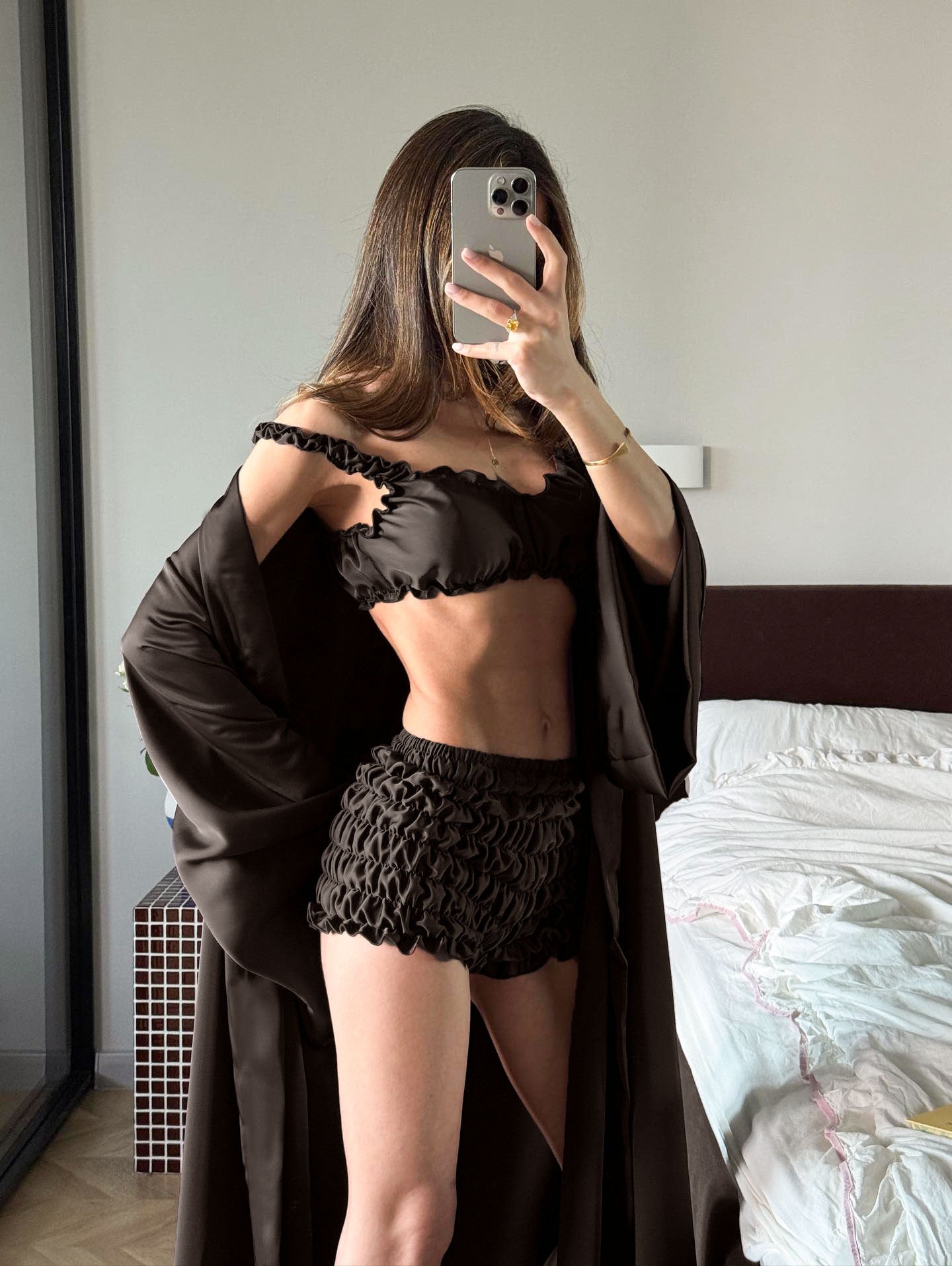 Satin Lounge Set with Robe - Three Piece