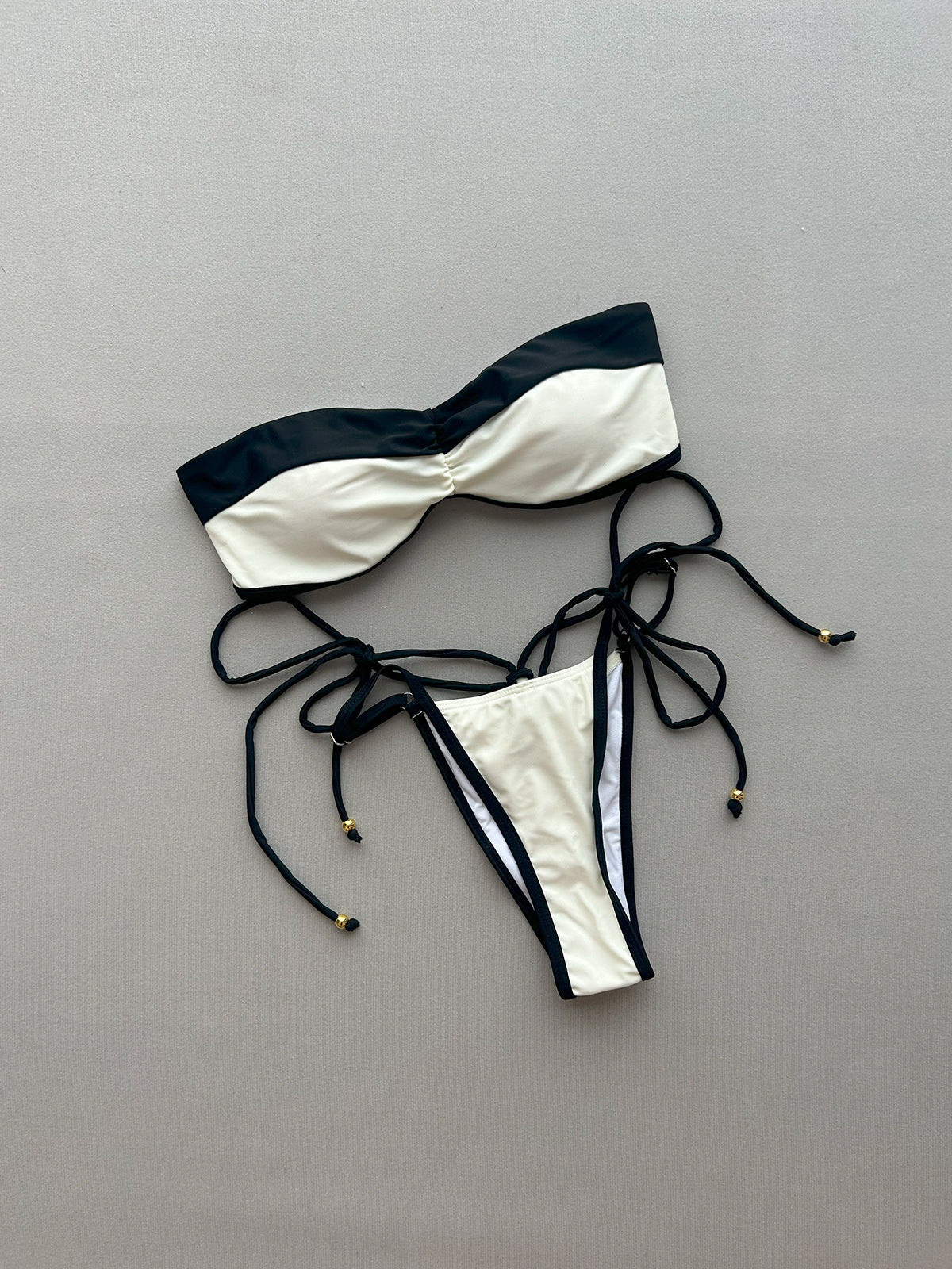 Color Block Twist Bandeau Bikini Set