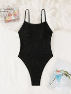 Black Shimmer One Piece Swimsuit