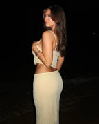 Two-Piece Lace Maxi Skirt Set with Crop Top